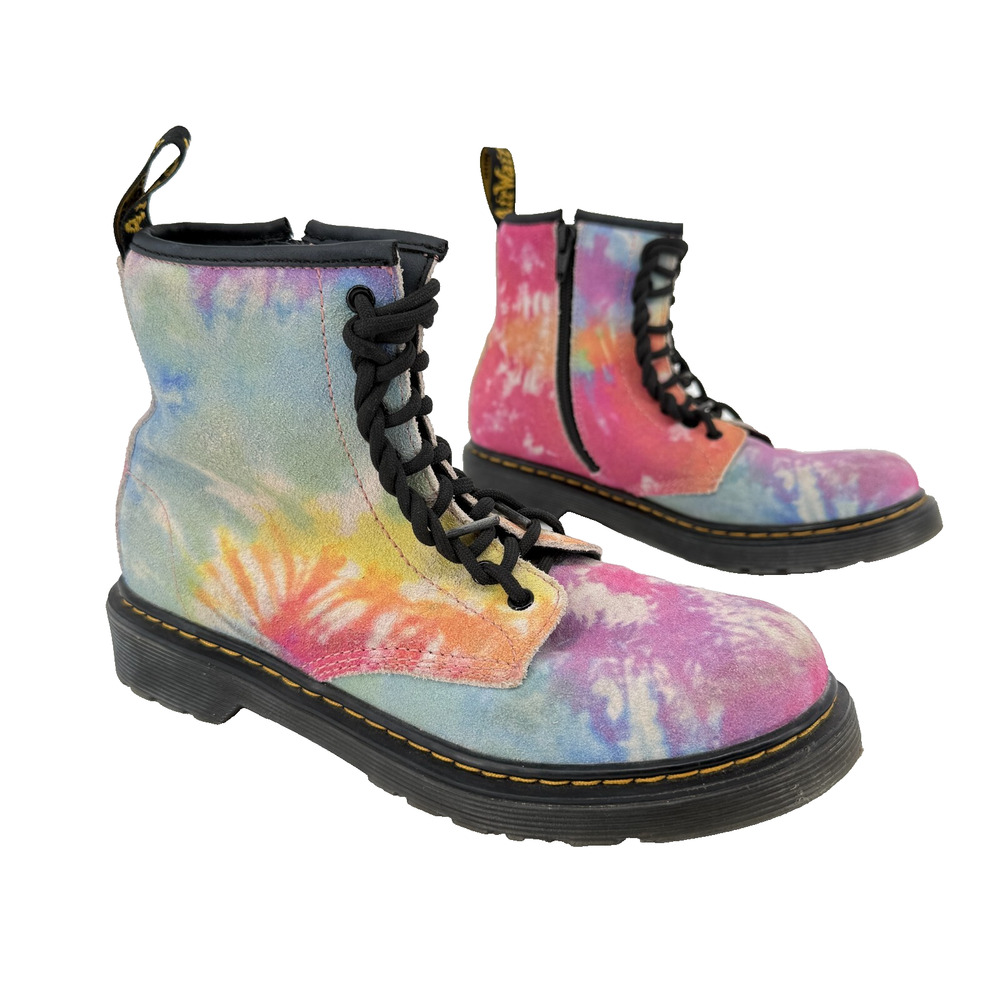 Doc Martens Boots Youth 1460 Rainbow Tie Dye Rainbow Suede Pride US 4 EU 36 Y2K